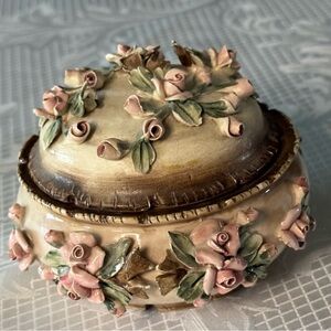 Vintage Capodimonte Covered Bowl – Made in Italy - Floral
